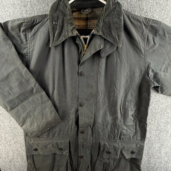 Barbour Border Blue A201 Size 38 Waxed Jacket Men Full Zip Snap Collar Outdoor - Picture 1 of 16